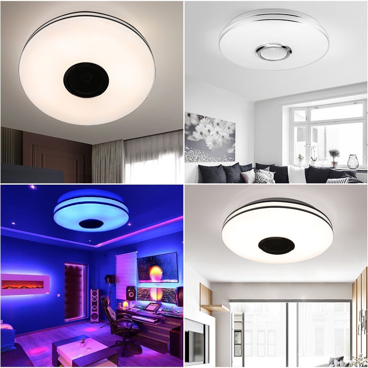 iscooter Deckenleuchte 36W RGB LED Deckenleuchten Dimmbar Bluetooth APP IP44