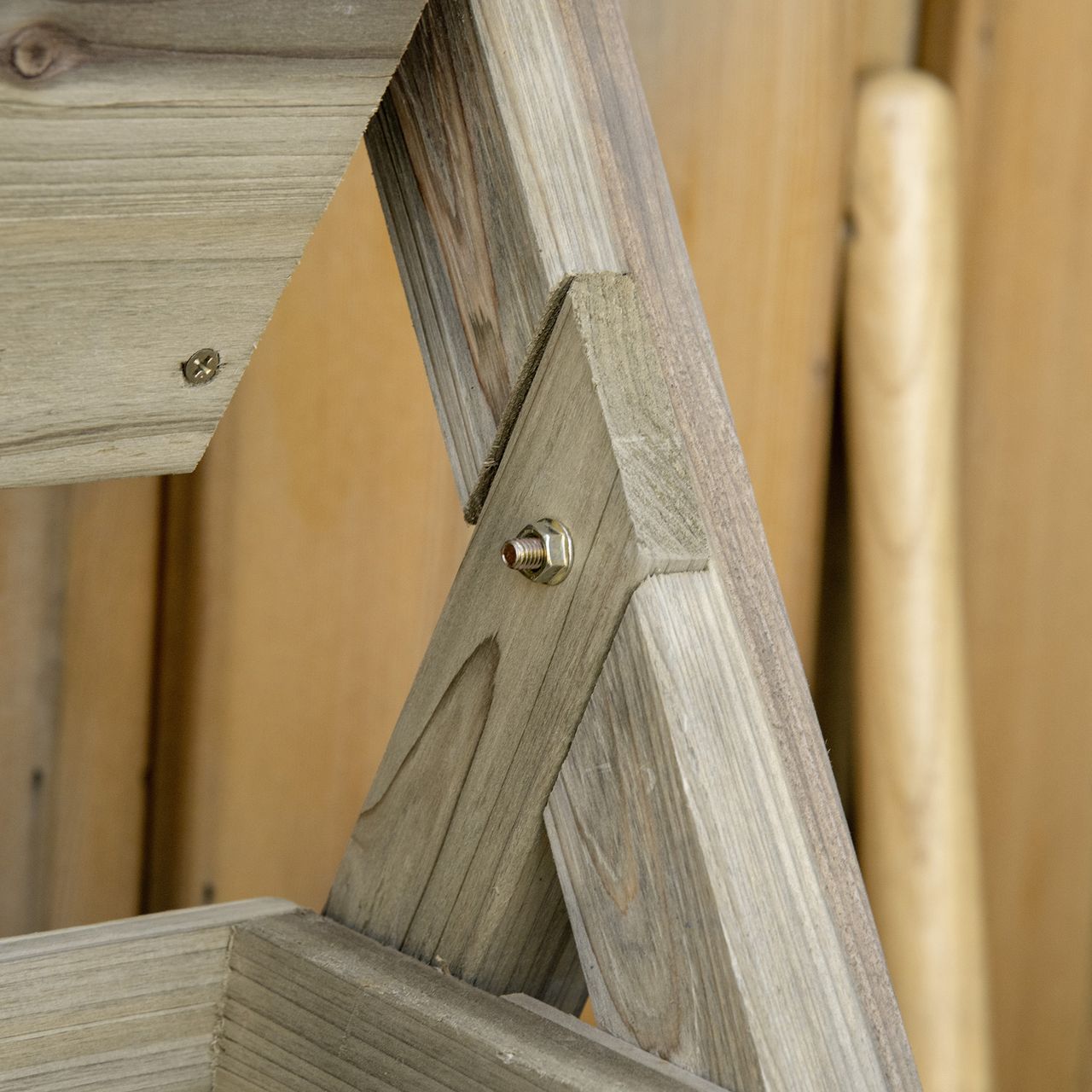 Outsunny Hochbeet Holz Blumenleiter mit 3 Ablagen Pflanzentreppe Natur