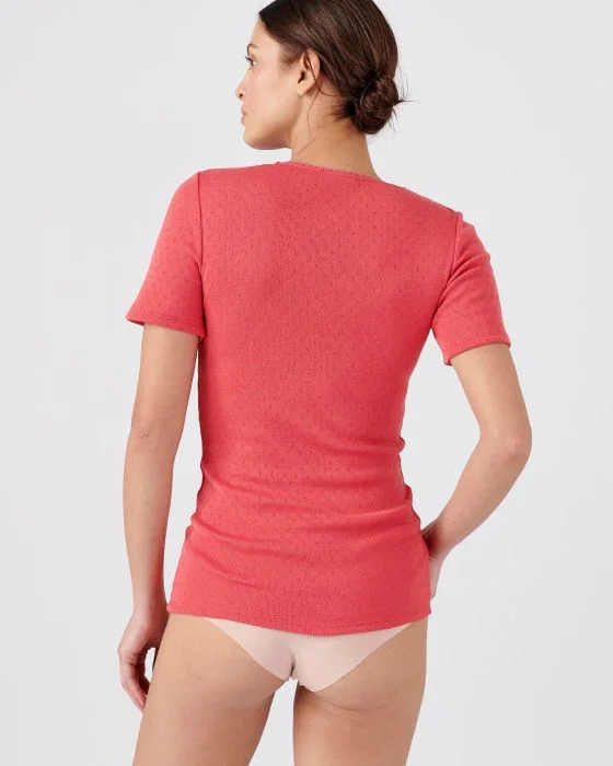 Tee-shirt maille ajourée, guipure à l'encolure Thermolactyl