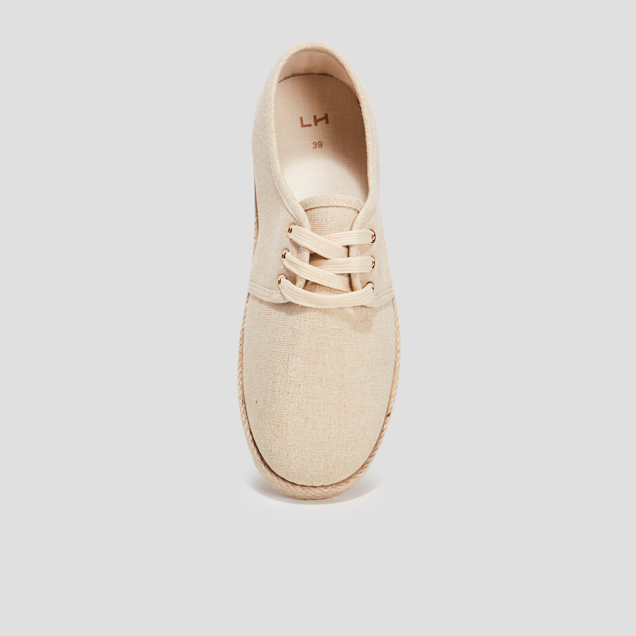 Derbies en toile à lacets jaune or femme | La Halle