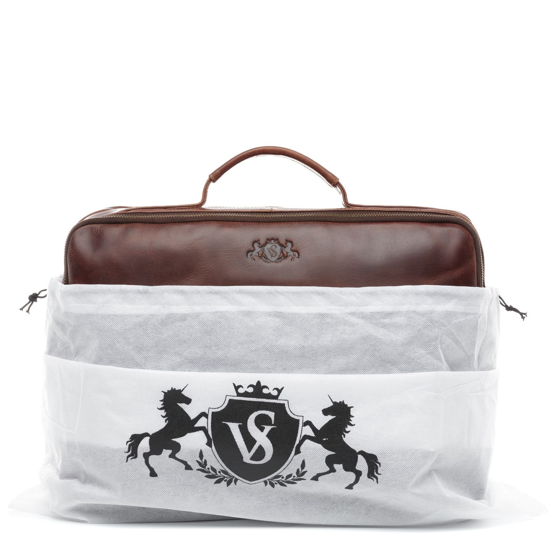 SID & VAIN Laptoptasche Leder Businesstasche Unisex SIMON, Laptoptasche 15,4 Zoll, Aktentasche Echtleder Damen Herren braun