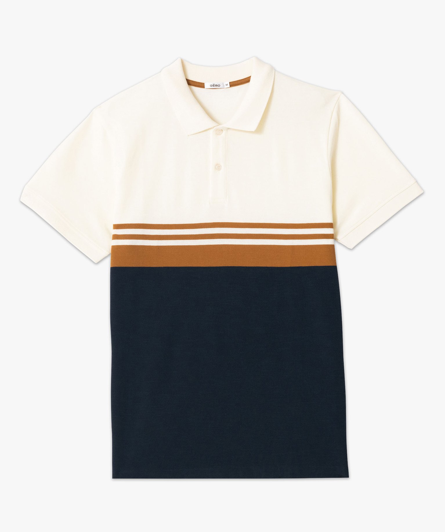 Polo manches courtes en maille piquée à rayures homme blanc | GEMO