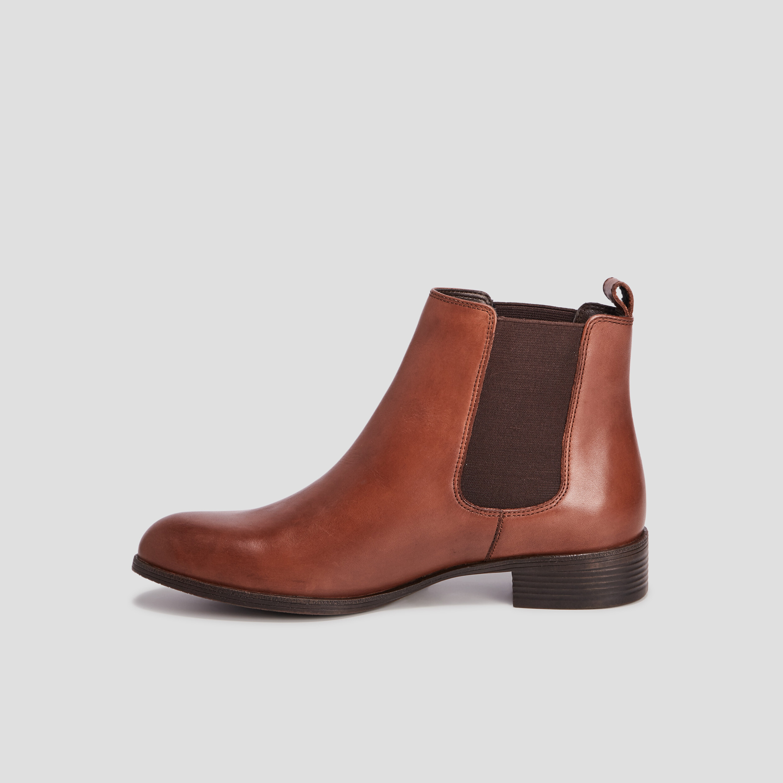 Bottines chelsea en cuir marron femme | La Halle