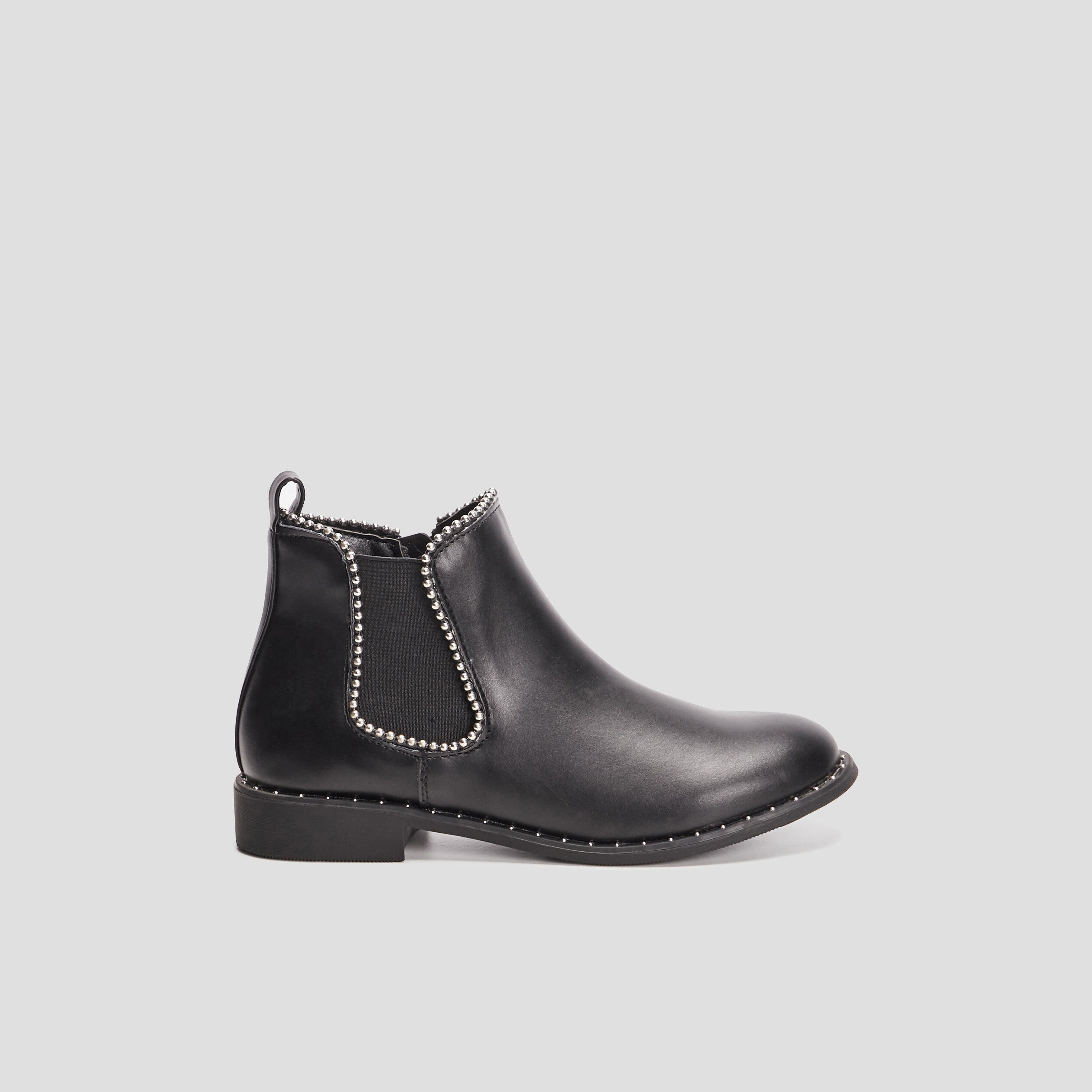 Bottines zippées plates à clous noir fille | La Halle