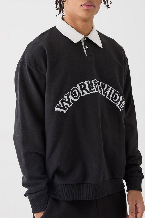 Oversized Heavy Loopback Worldwide Polo