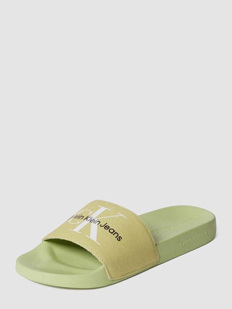Slides mit Label-Print in neon gelb