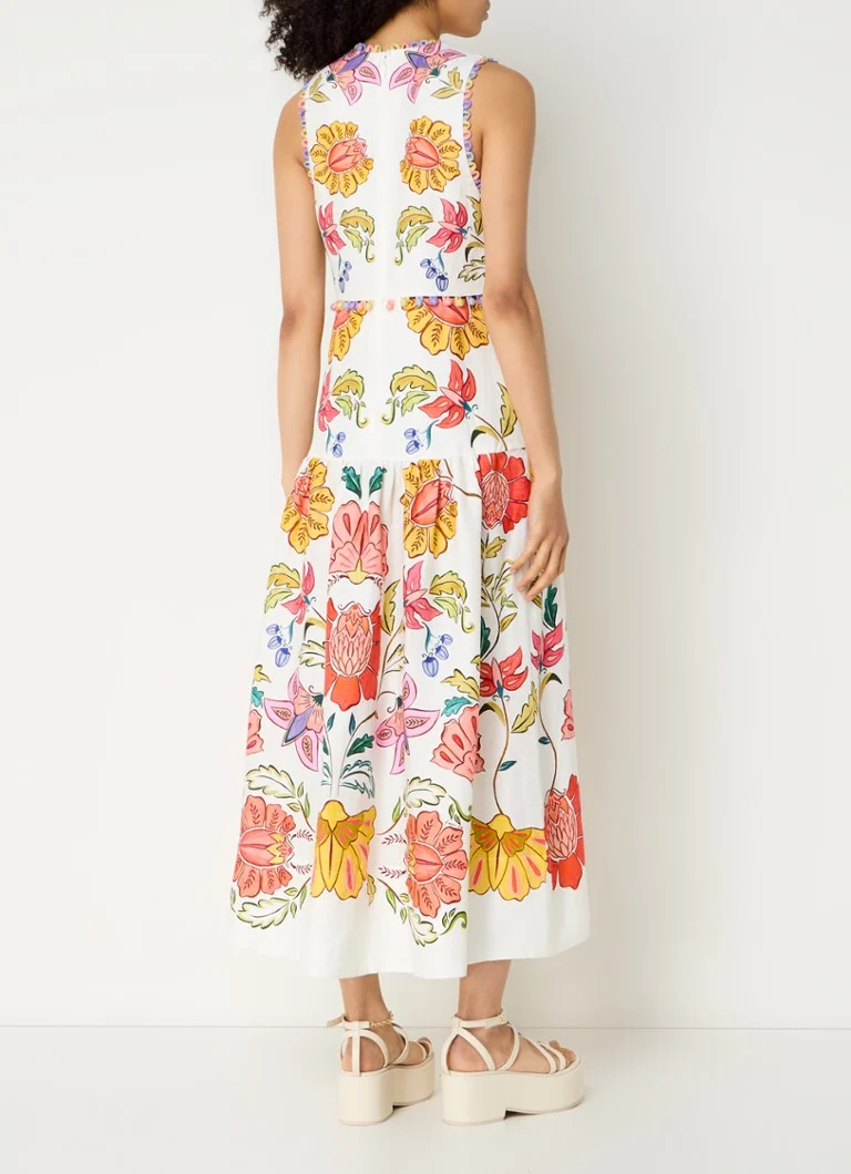 Vestido midi de lino Farm Rio Floral Insects con estampado floral