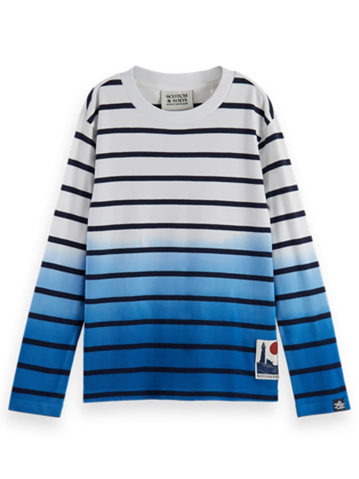 Scotch & Soda Longsleeve in Weiß/ Blau/ Schwarz günstig kaufen