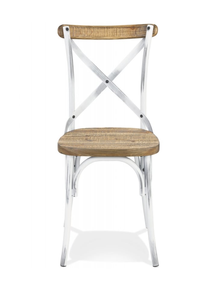 KADIMA DESIGN Küchenstuhl aus Walnussholz mit Metallbeinen, Rustikaler Vintage in Braun-Weiß günstig kaufen onesize