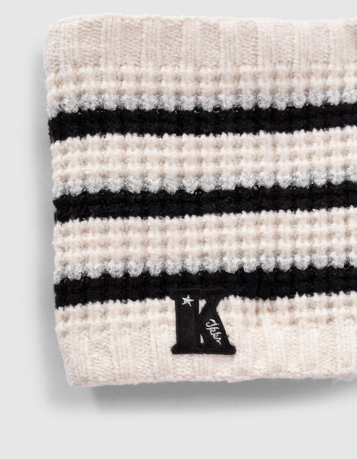 Snood écru tricot lurex à rayures fille