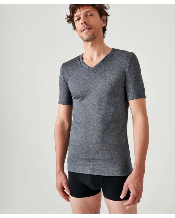 Tee-shirt double face col V Thermolactyl