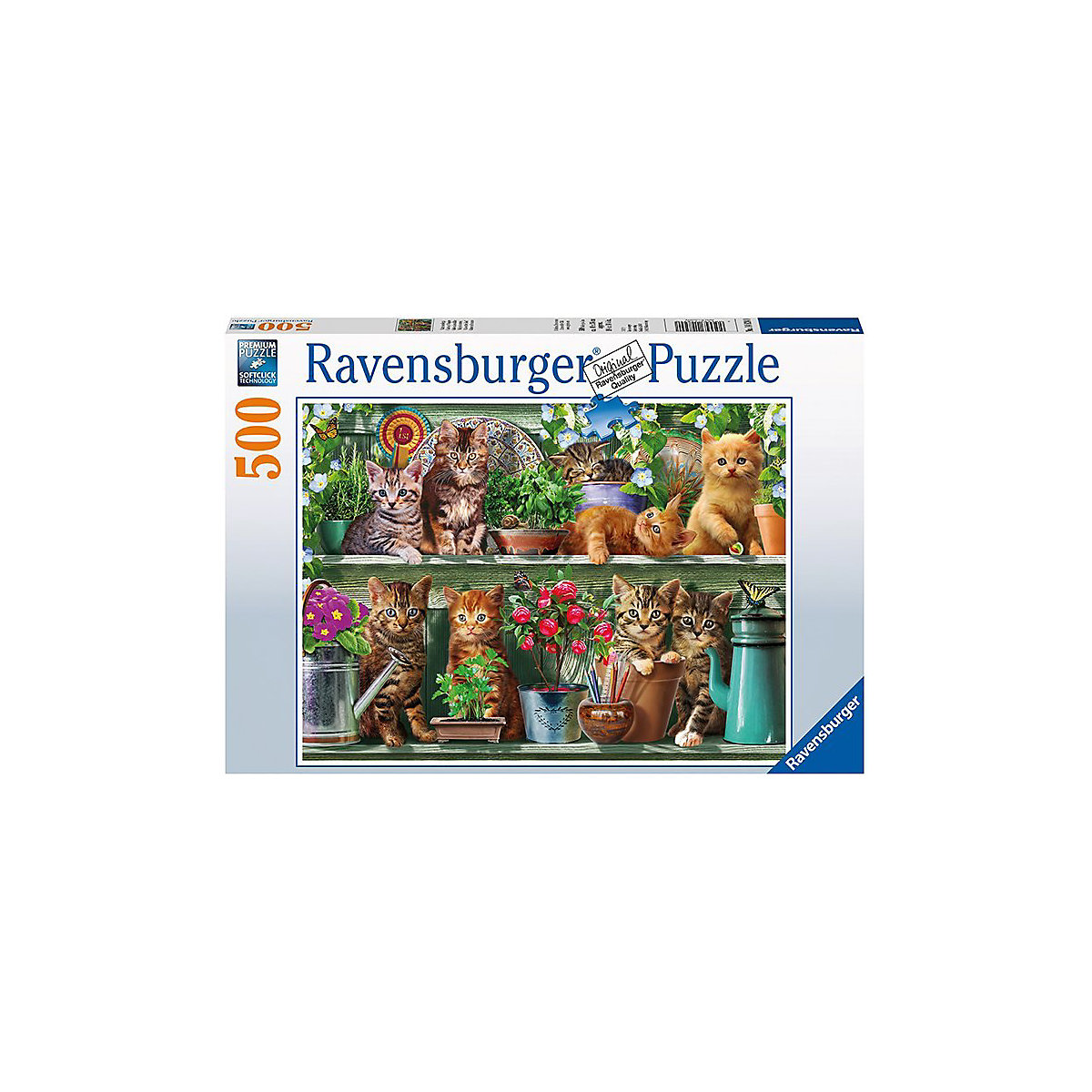 Puzzle 500 Teile, 49x36 cm, Katzen im Regal