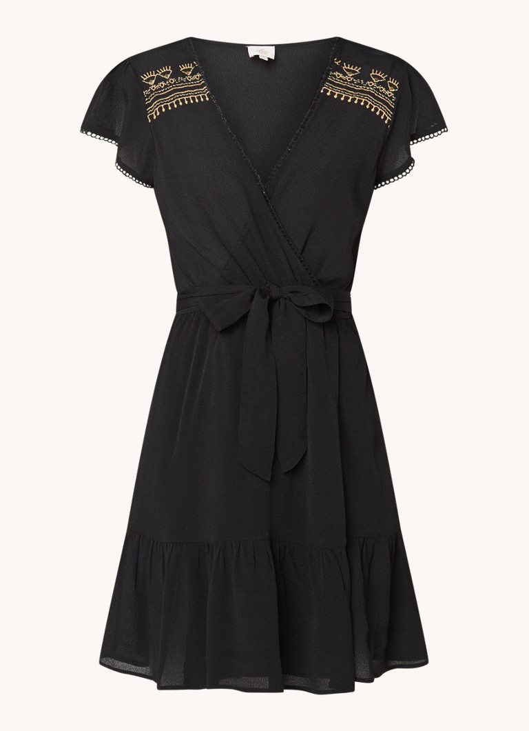 Rochie-tunic Aaiko Rami din crep cu fundă în talie.