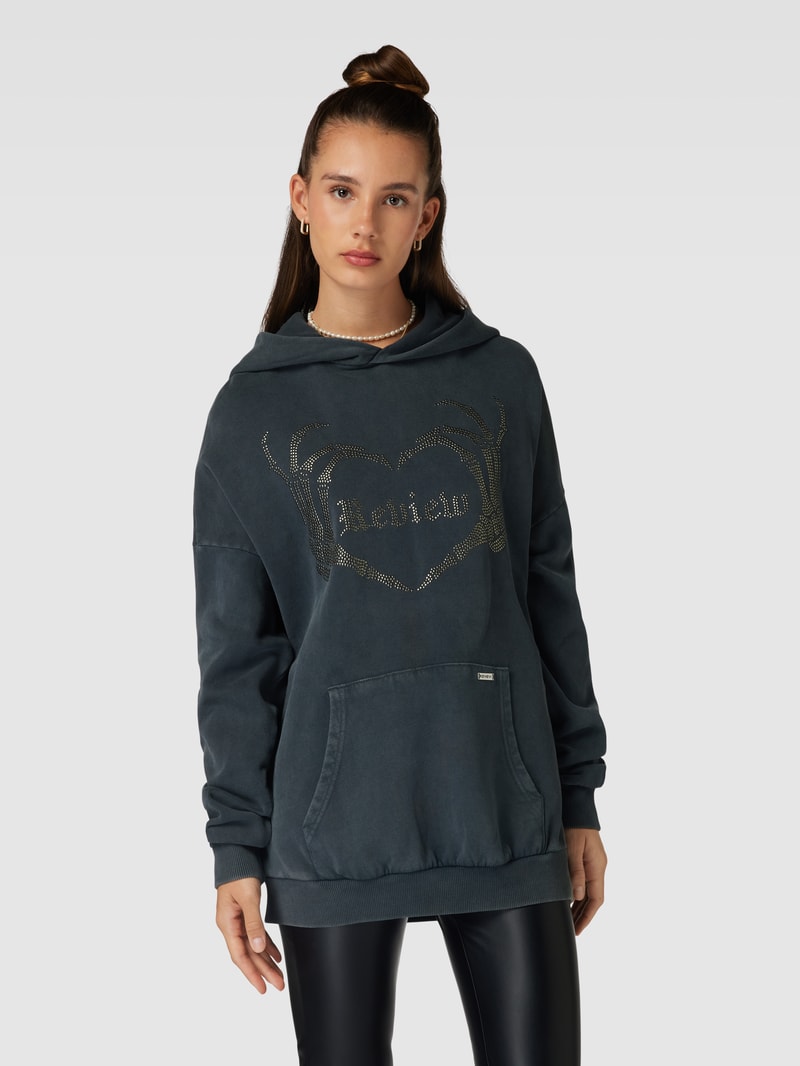Hoodie mit Label-Print Modell 'LOVE' in anthrazit