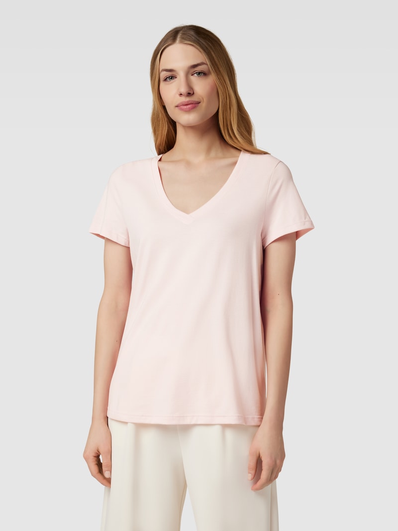 T-Shirt mit abgerundetem V-Ausschnitt Modell 'Sleep&Lounge' in hellrosa