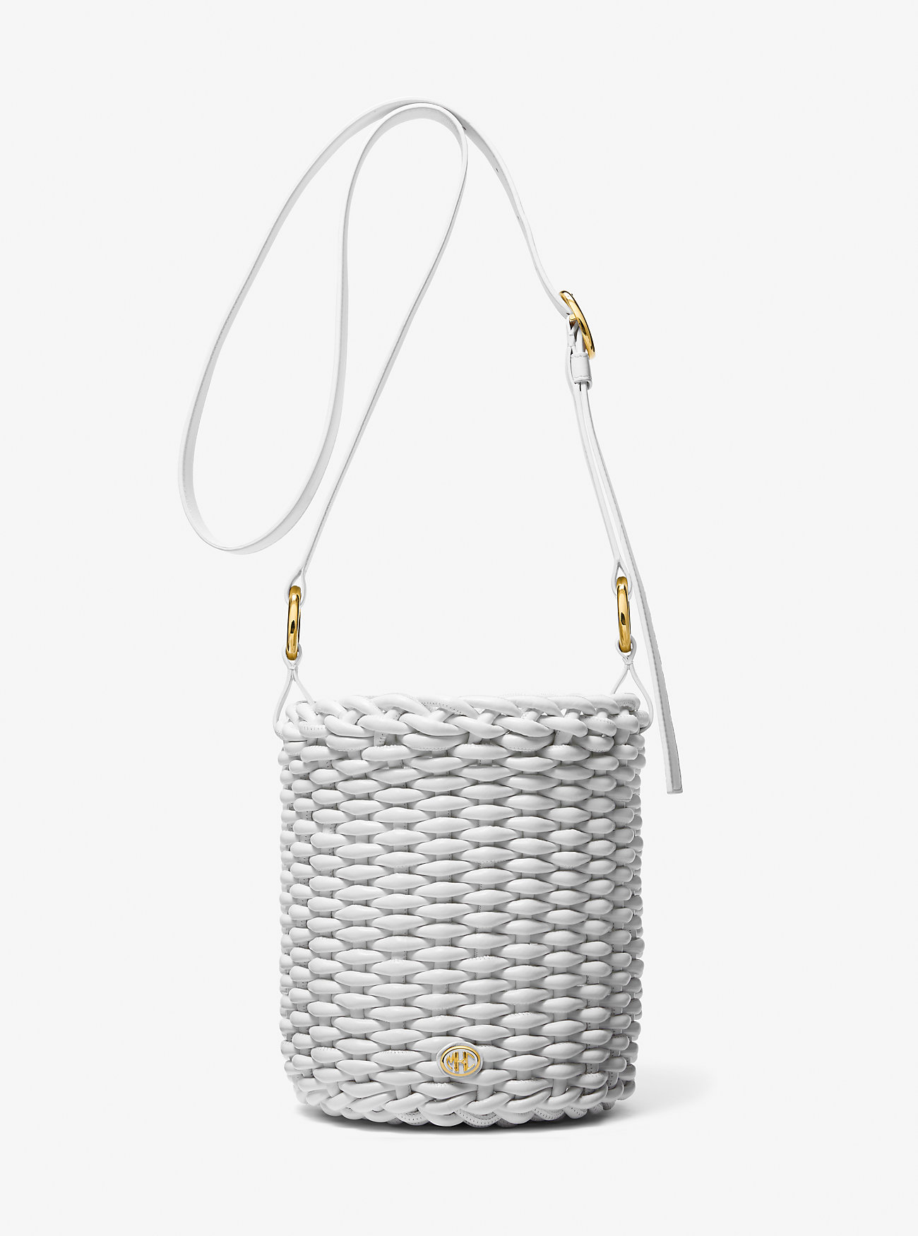 Julie Stor Vevd Skinn Bucket Bag - OPTIC WHITE
