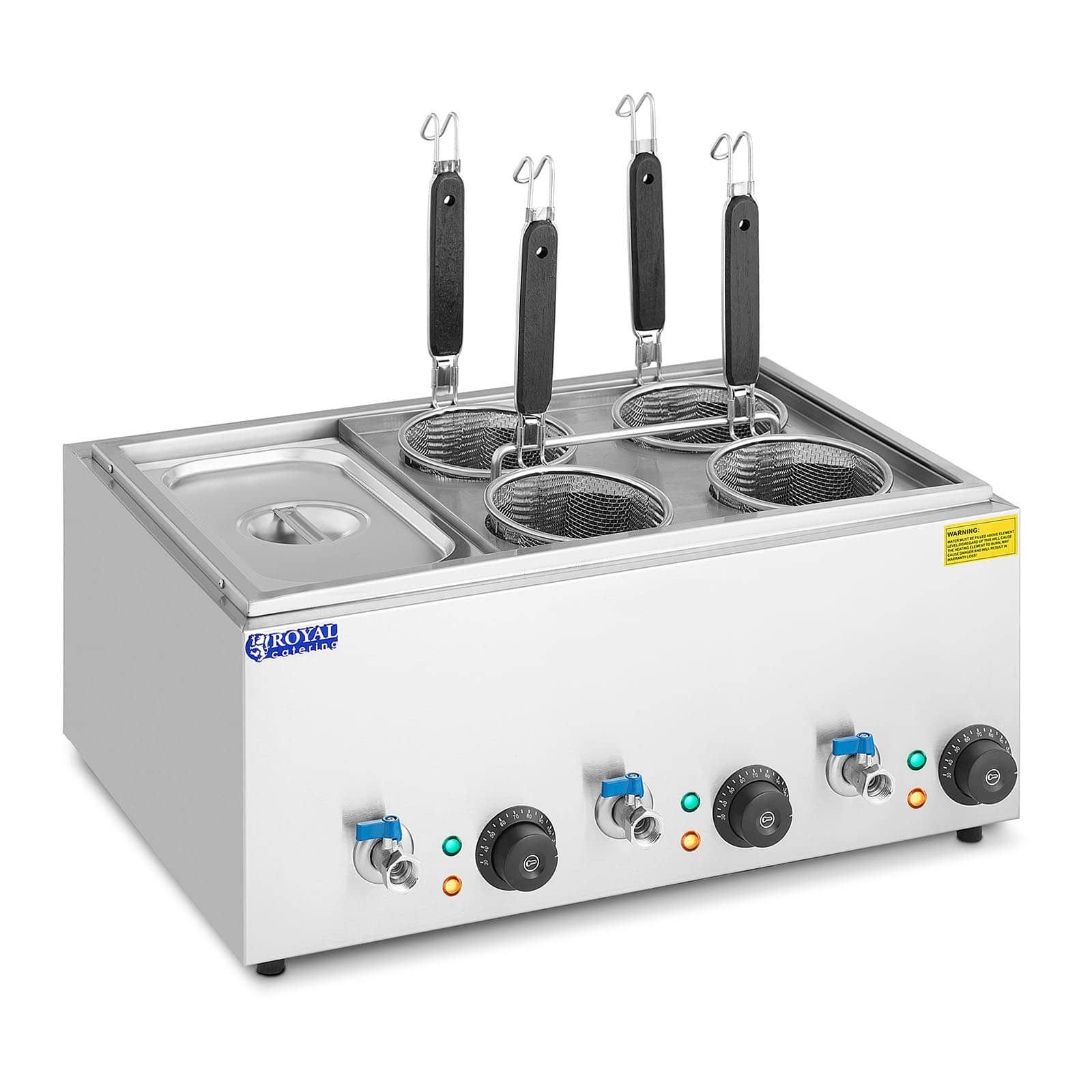 Royal Catering Nudelmaschine Nudelkocher mit 4 Körben Pastakocher Pasta-Station GN 1/3 Behälter 30, 3,000 W