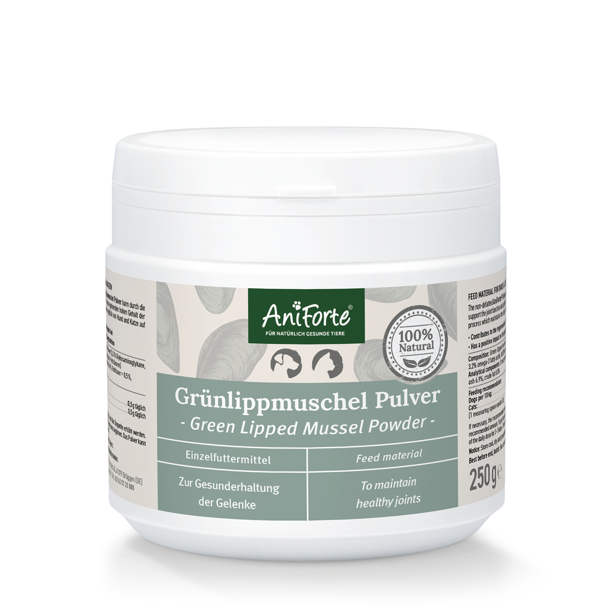 Aniforte Ergänzungsfutter & Aufzucht Aniforte Grünlippmuschelpulver Vollfettqualität 250 g