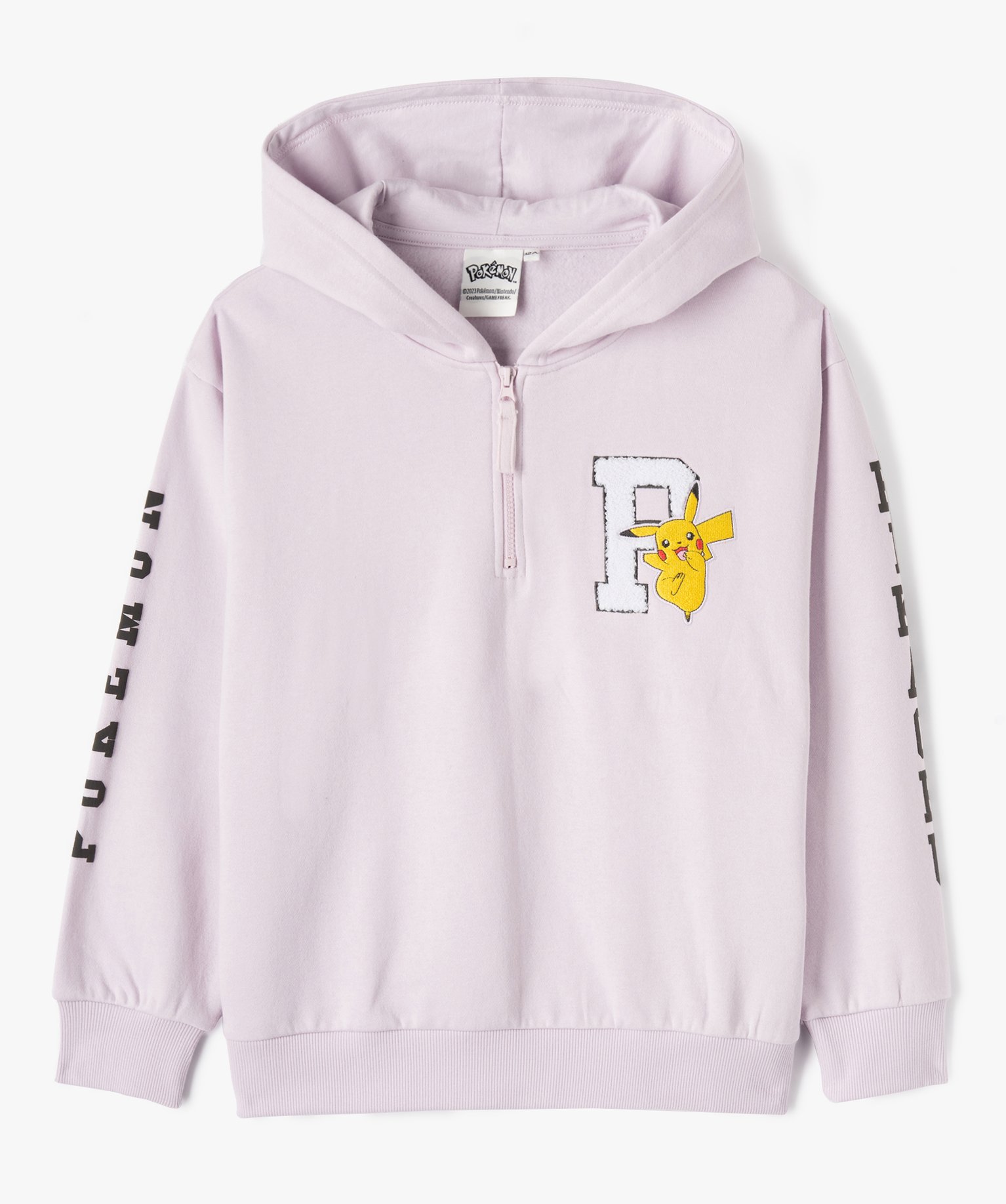 Sweat à capuche molletonné avec motif Pikachu fille - Pokemon violet clair | GEMO