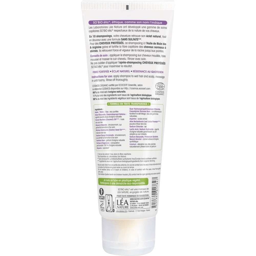 LÉA NATURE SO BiO étic Shampooing cheveux protégés, Ricin bio & Arginine Shampooing