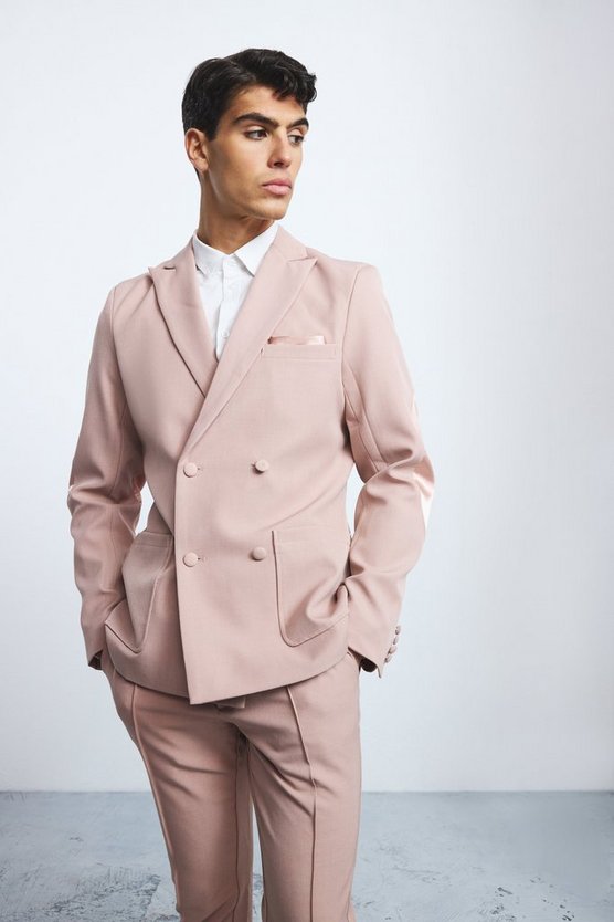 Strukturierter zweireihiger Blazer mit Aufnähern
