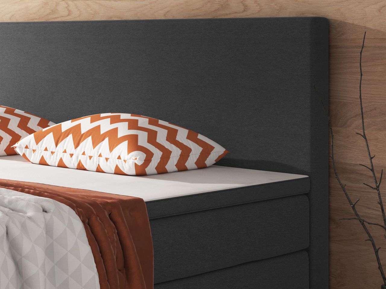 IHG Boxspringbett Berlin 180x200 cm Webstoff Anthrazit