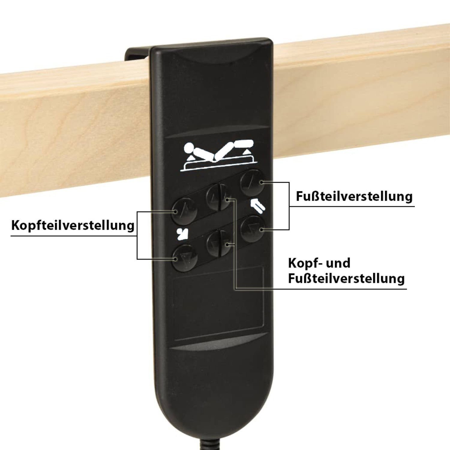 Lattenrost, Coemo, Kopfteil motorisch verstellbar, Fußteil motorisch verstellbar, PREM KF elektrischer Lattenrost 90x200 mit Motor, günstiger Bausatz