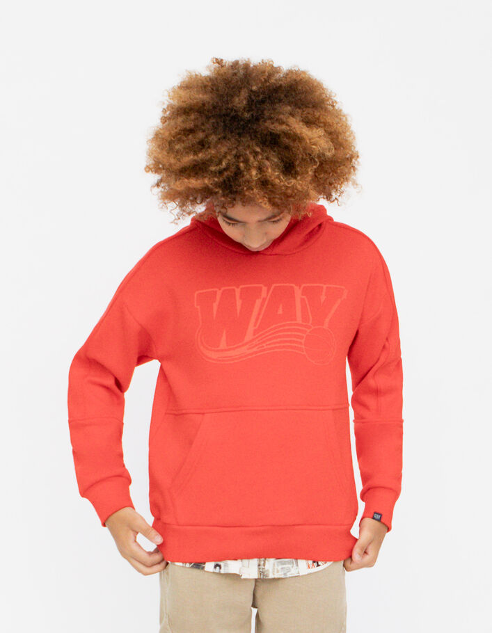 Sweat rouge maxi logo gomme garçon