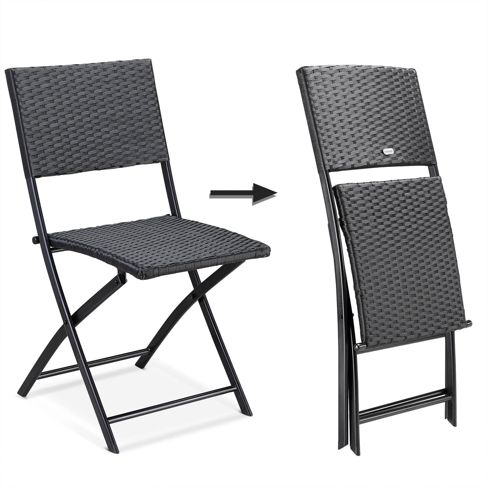 Casaria Klappstuhl Rom (2 St), Polyrattan 2er Set 120kg Belastbarkeit Platzsparend Klappbar Leicht