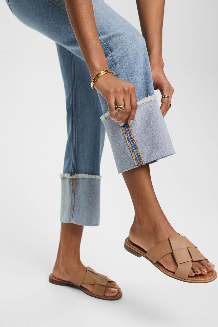 Verkürzte Jeans mit fixiertem Umschlag, TENCEL™