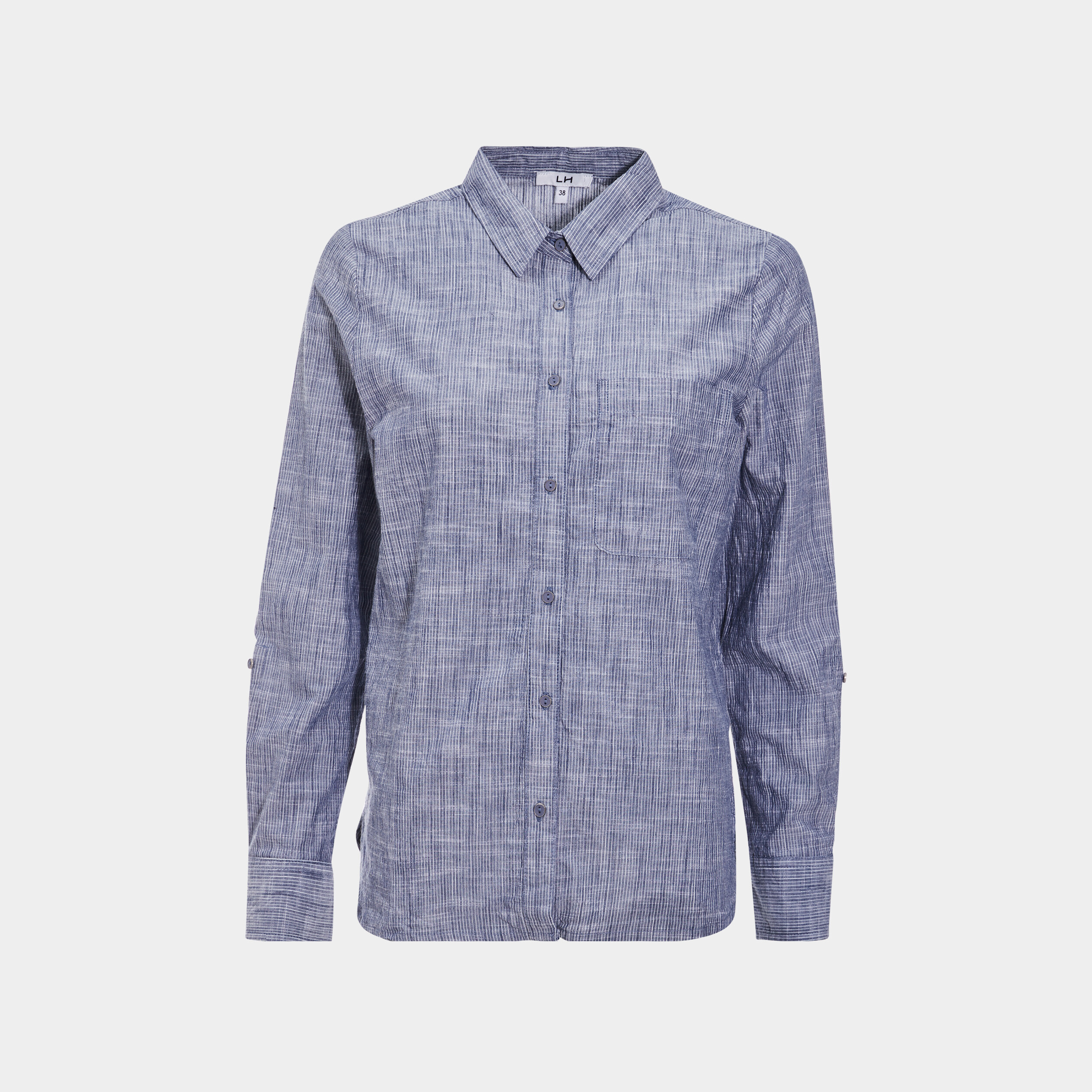 Chemise manches longues lin majoritaire bleu femme | La Halle
