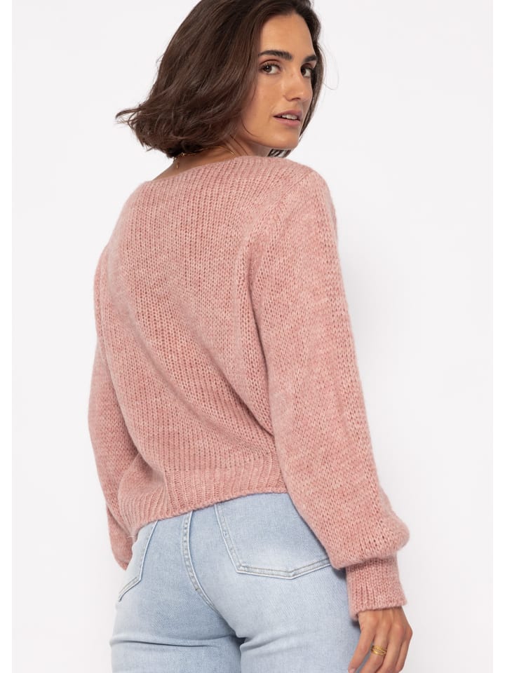 SASSYCLASSY Pullover mit V-Ausschnitt in Altrosa günstig kaufen