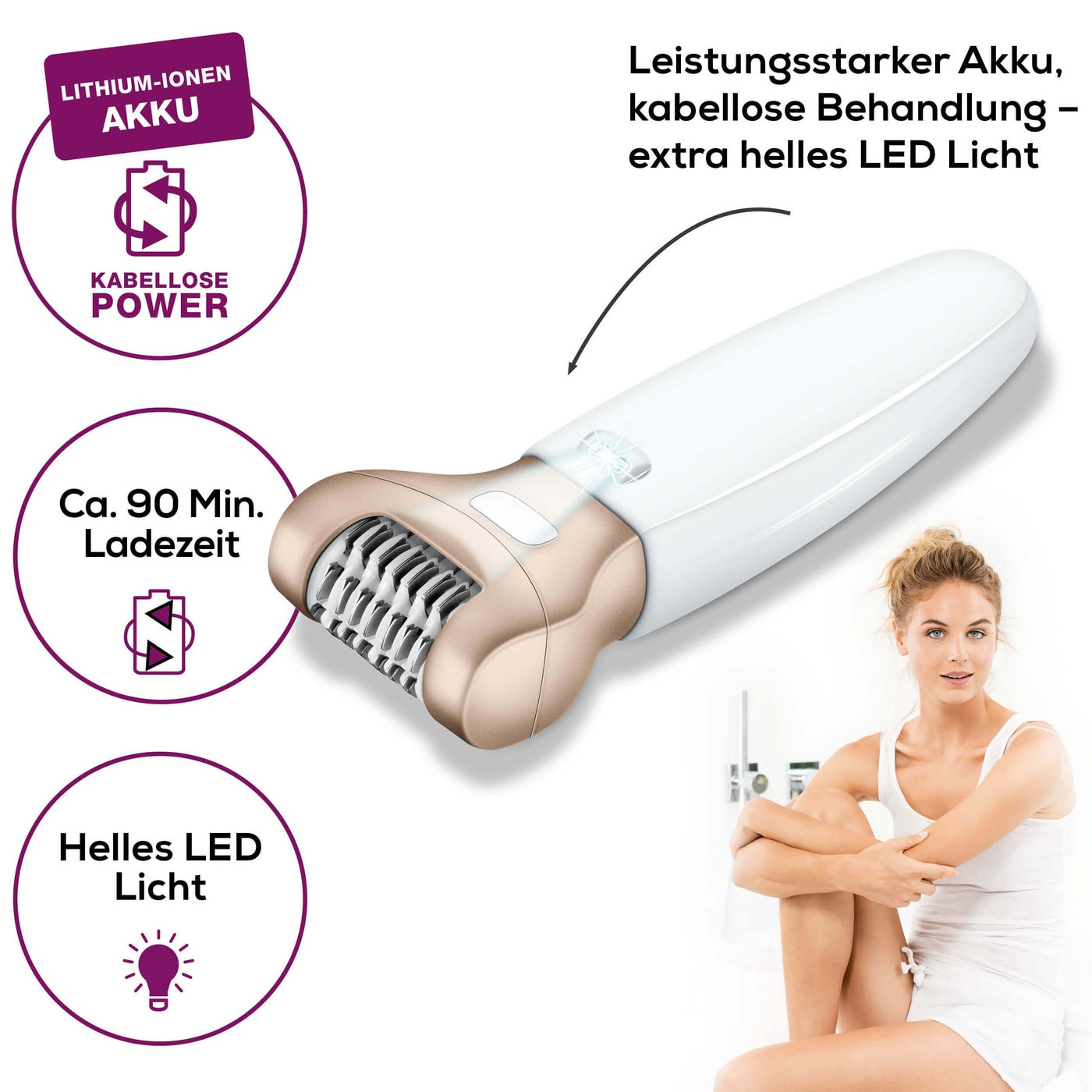 Beurer Epilierer - HL 70-Epilation, Rasur und Peeling vereint in einem Gerät