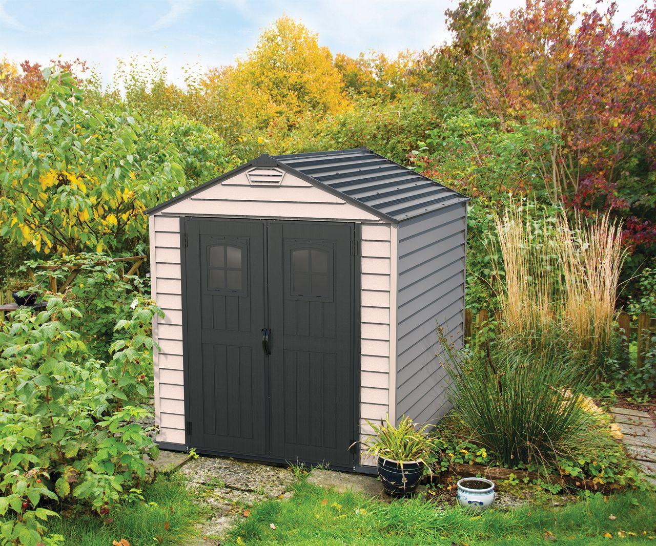 Duramax Kunststoffgerätehaus Duramax StoreMAX Anthrazit 4,5 m² mit Fußbodenkonstruktion Duramax 30325 7x7