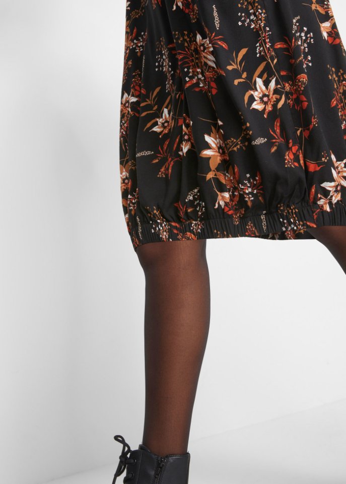 Viskose-Web-Kleid mit Taschen in O-Form, kniebedeckend