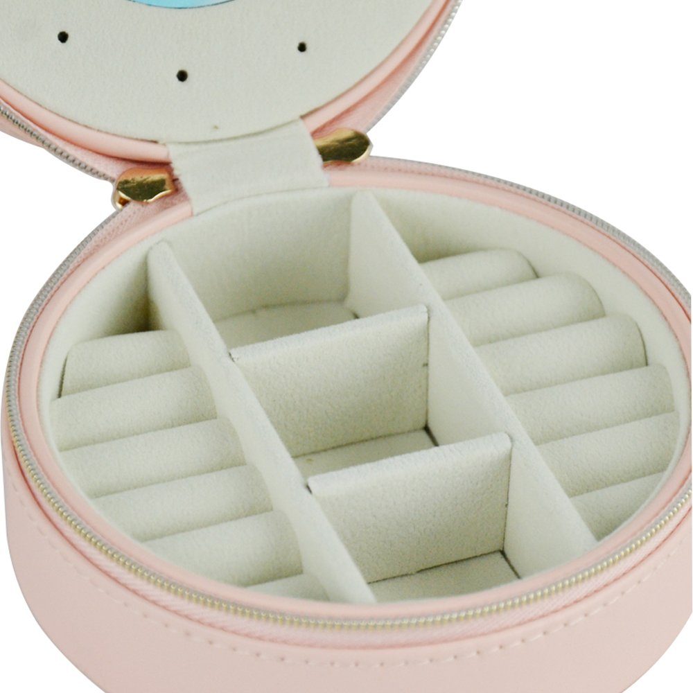 AdelDream Schmuckkasten YY-J04, Schmuckorganizer für Ringe, Ohrringe, Halsketten, Armbänder, Leder-Schmuck-Geschenkbox mit Spiegel für Mädchen und Frauen