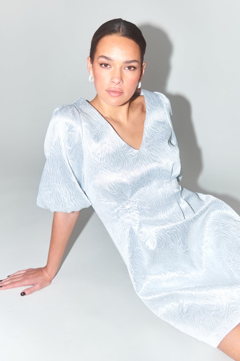 Silver brocad dress