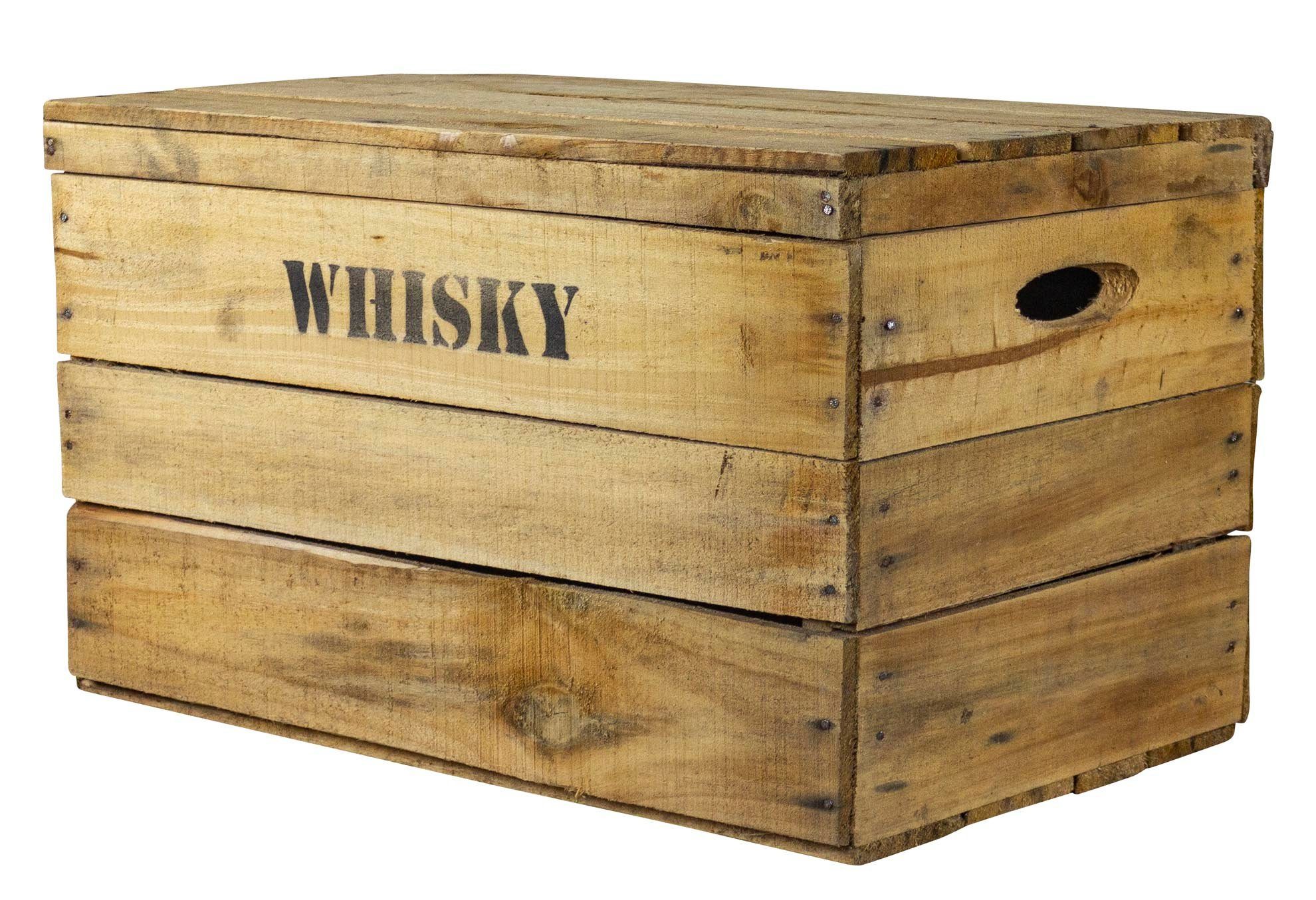 Kistenkolli Altes Land Allzweckkiste alte Holztruhe Whisky mt Deckel Holzkiste Schatztruhe Truhenkiste