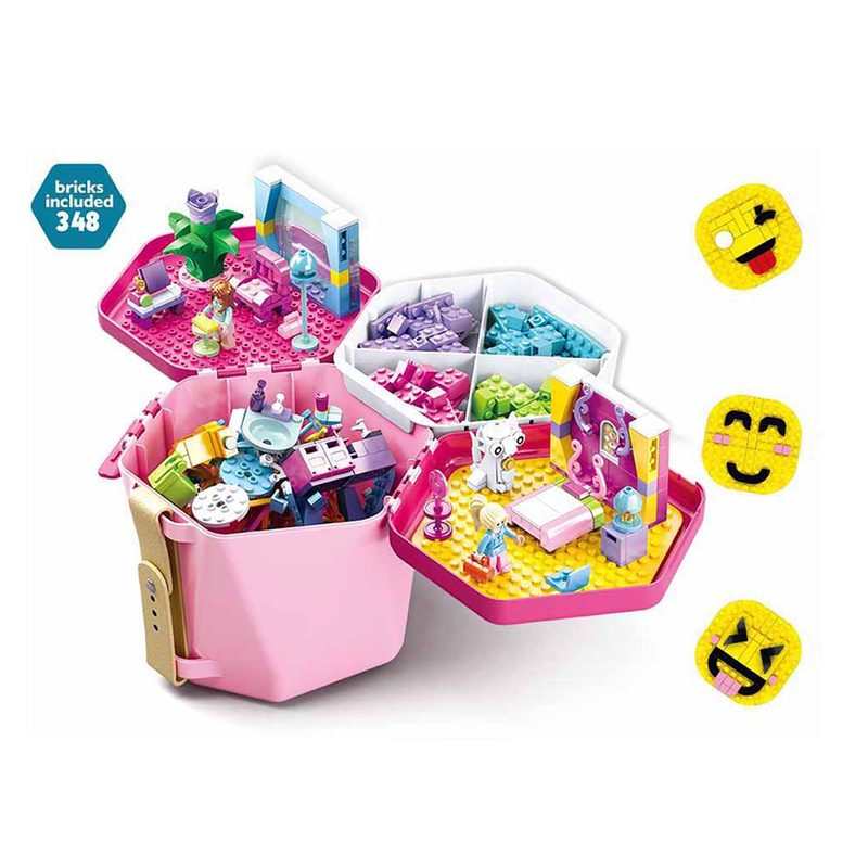 Seau rose de briques de construction Sluban