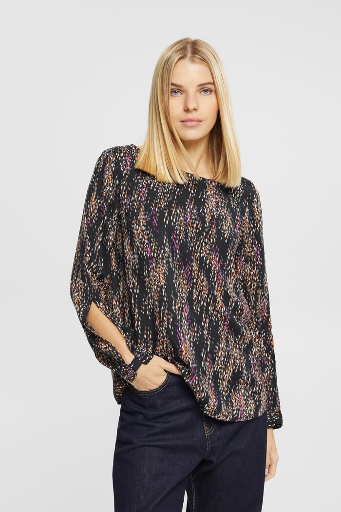 Bluse mit Muster und Cut-out am Ärmel