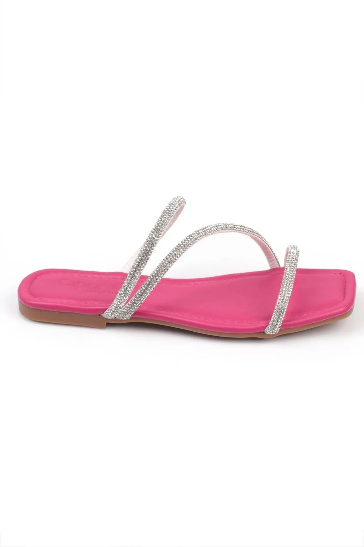 Capone Outfitters  Capone Stoned 3-Striped Flat Heel Quilted Fuchsia Damenhausschuhe