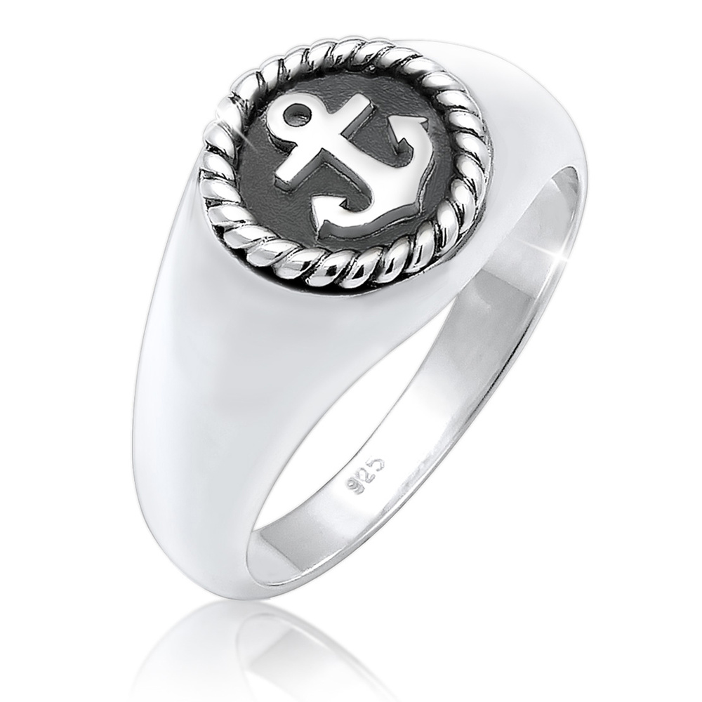 KUZZOI KUZZOI Bague Chevalière Ancre Bague Hommes - (925/1000) Argent Bague