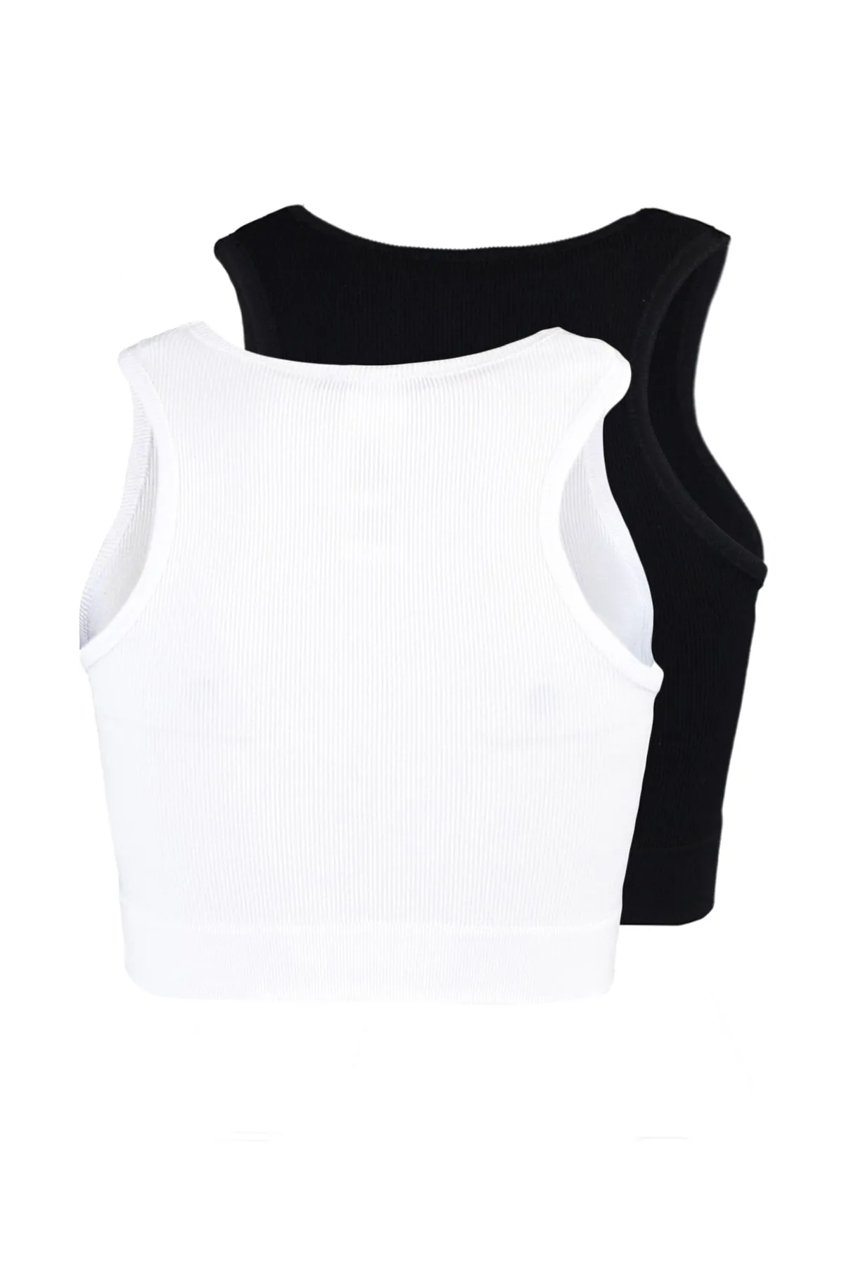 Trendyol Collection  Schwarz-weißer 2-teiliger nahtloser/nahtloser, leicht stützender/formender gestrickter Sport-BH TWOSS22SS00000