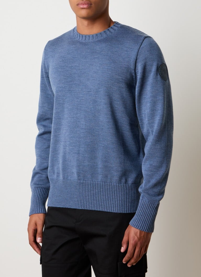 Canada Goose Rosseau Fine Knit Wool Sweater with Logo Embroidery