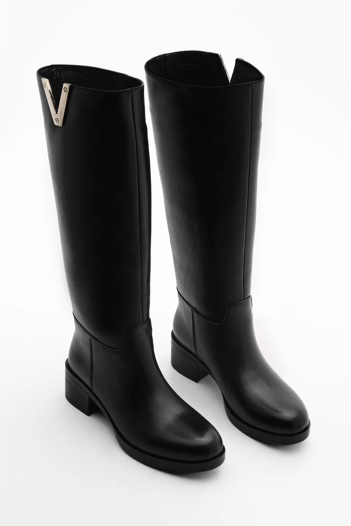 Marjin  Damen-Stiefel aus echtem Leder mit Absatz über dem Knie Zekna schwarz