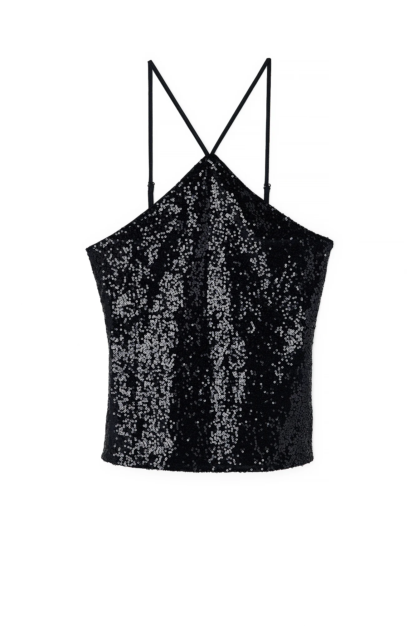 Neckholder-Top aus Samt mit Pailletten