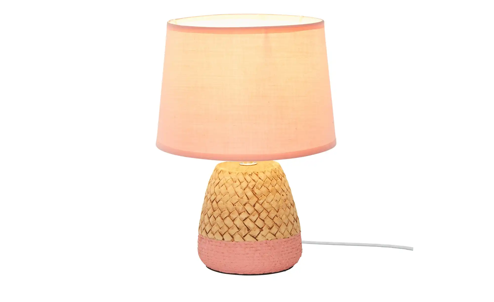 levelone Keramik-Tischleuchte, 1-flammig, Pink mit Seil