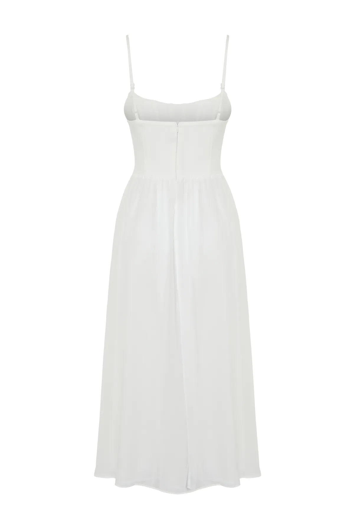 Trendyol Collection  Weißes Taillenöffnungs-/Skater-Futter, Korsett, detailliertes Tüll-Elegantes Abendkleid TPRSS24EL00041