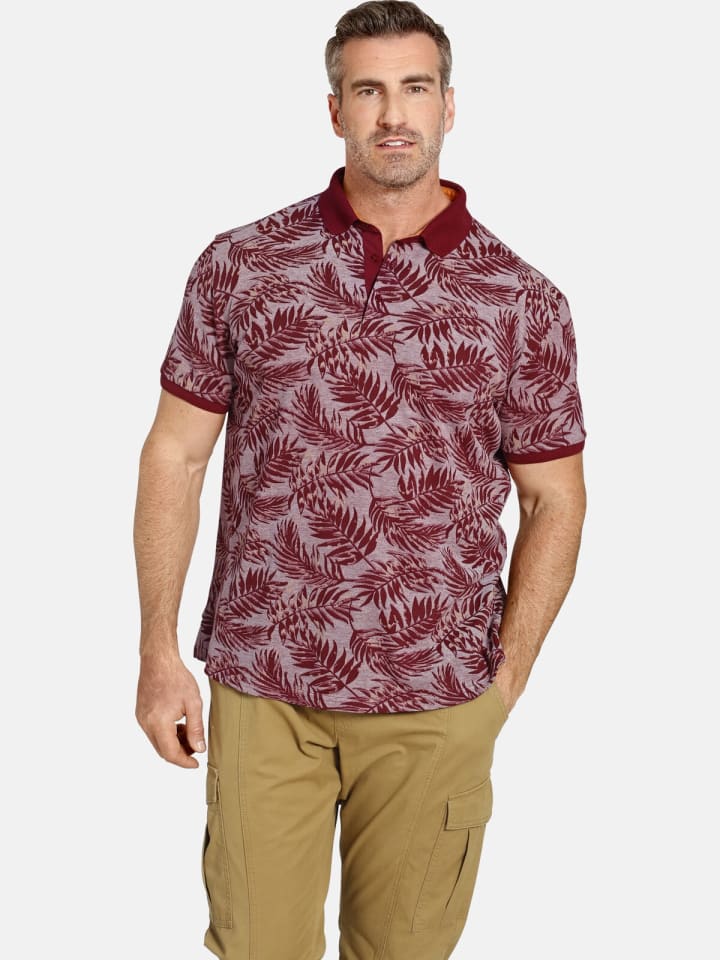 Charles Colby Poloshirt EARL ANGUS in rot gemustert günstig kaufen