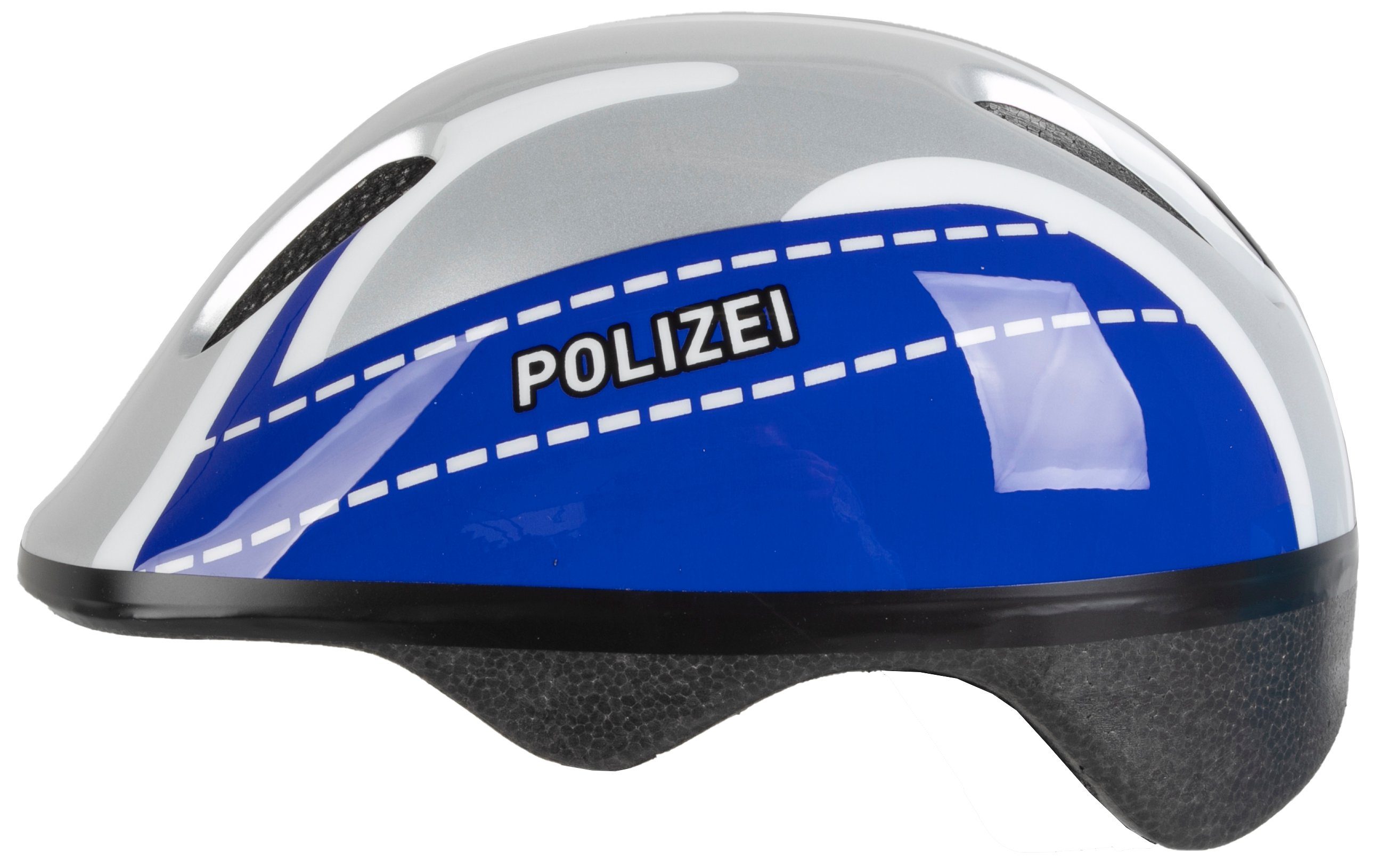M-Wave Kinderfahrradhelm Kinder Fahrradhelm POLIZEI, Visier intergriert, eingebautes Rücklicht